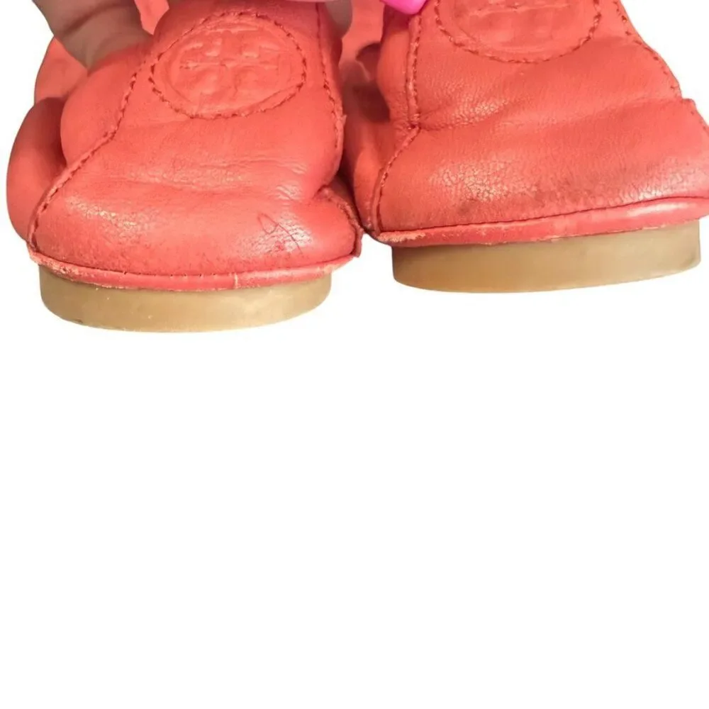 Tory Burch Leather Ballet Shoe Women 7 Coral Slip On Casual Summer Boho
